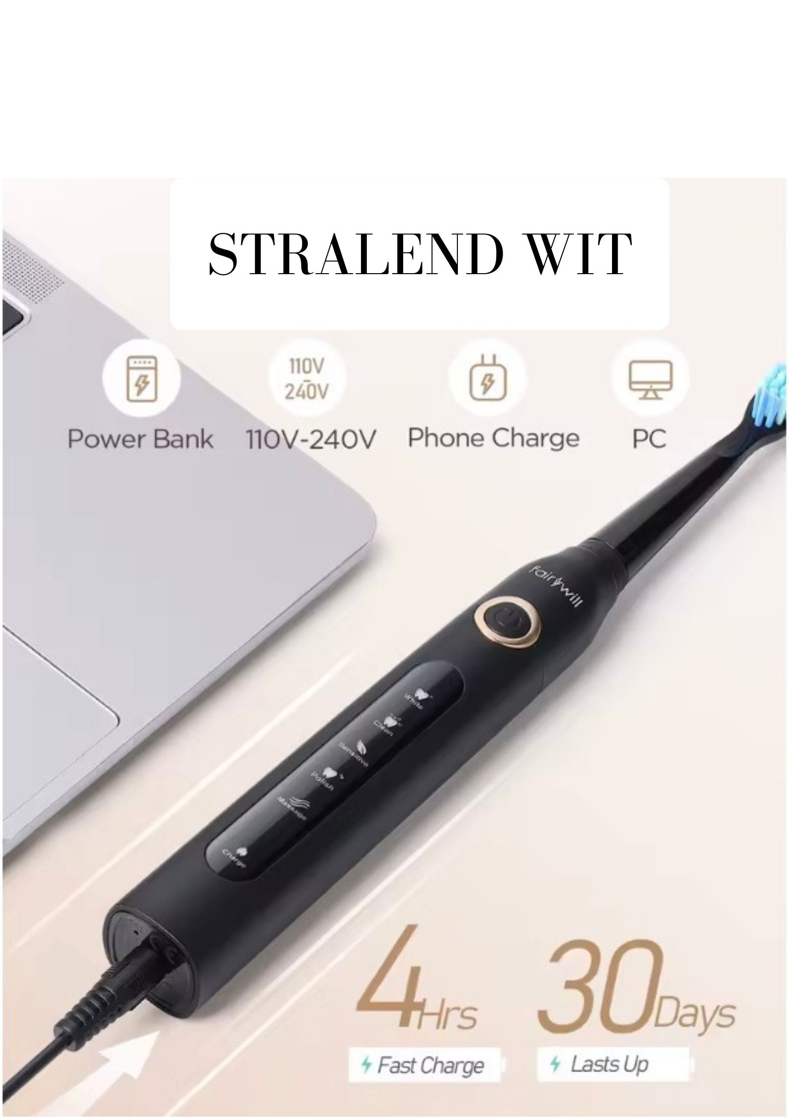 Stralend Wit - Elektrische Tandenborstel Zachte Borstelharen 6 Modules LED-Display